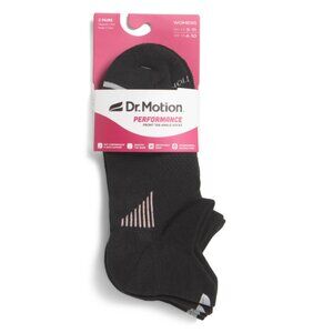 DR MOTION Black 2pk Textured Performance Ankle Socks